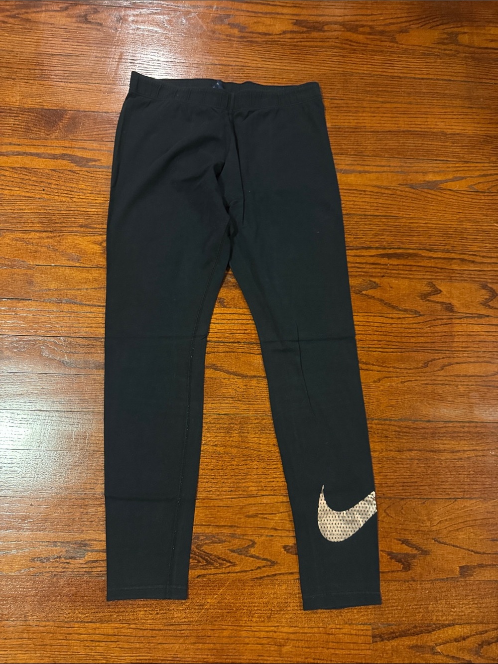 Nike Black Leggings with Metallic Gold/Bronze Swoosh